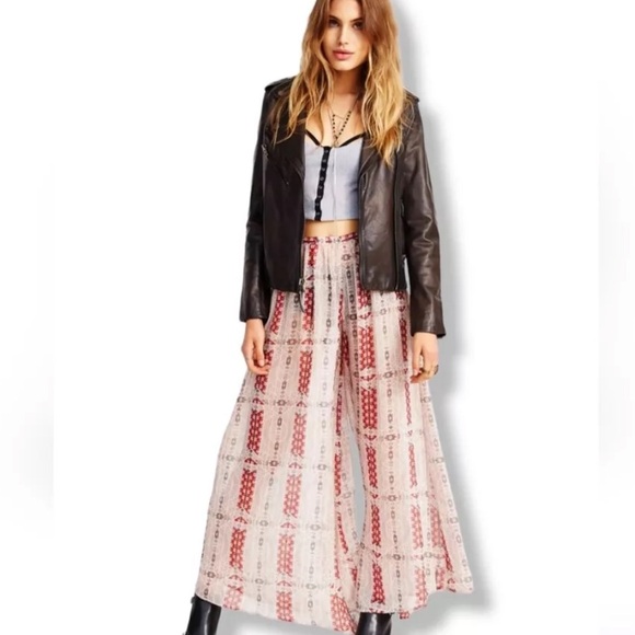 NWOT Urban Outfitters Band of Gypsies Large Sheer Chiffon Wide Leg Pants - Picture 1 of 7